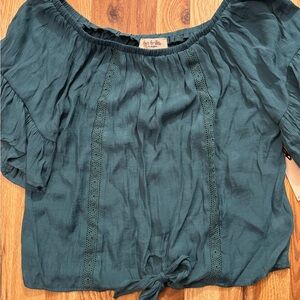 Elegant Teal Off-Shoulder Blouse